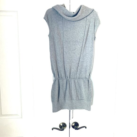 AX ARMANI EXCHANGE Designer Dress Tunic Grey Silver Thread Short Cap Sleeve Sz L - Picture 7 of 9